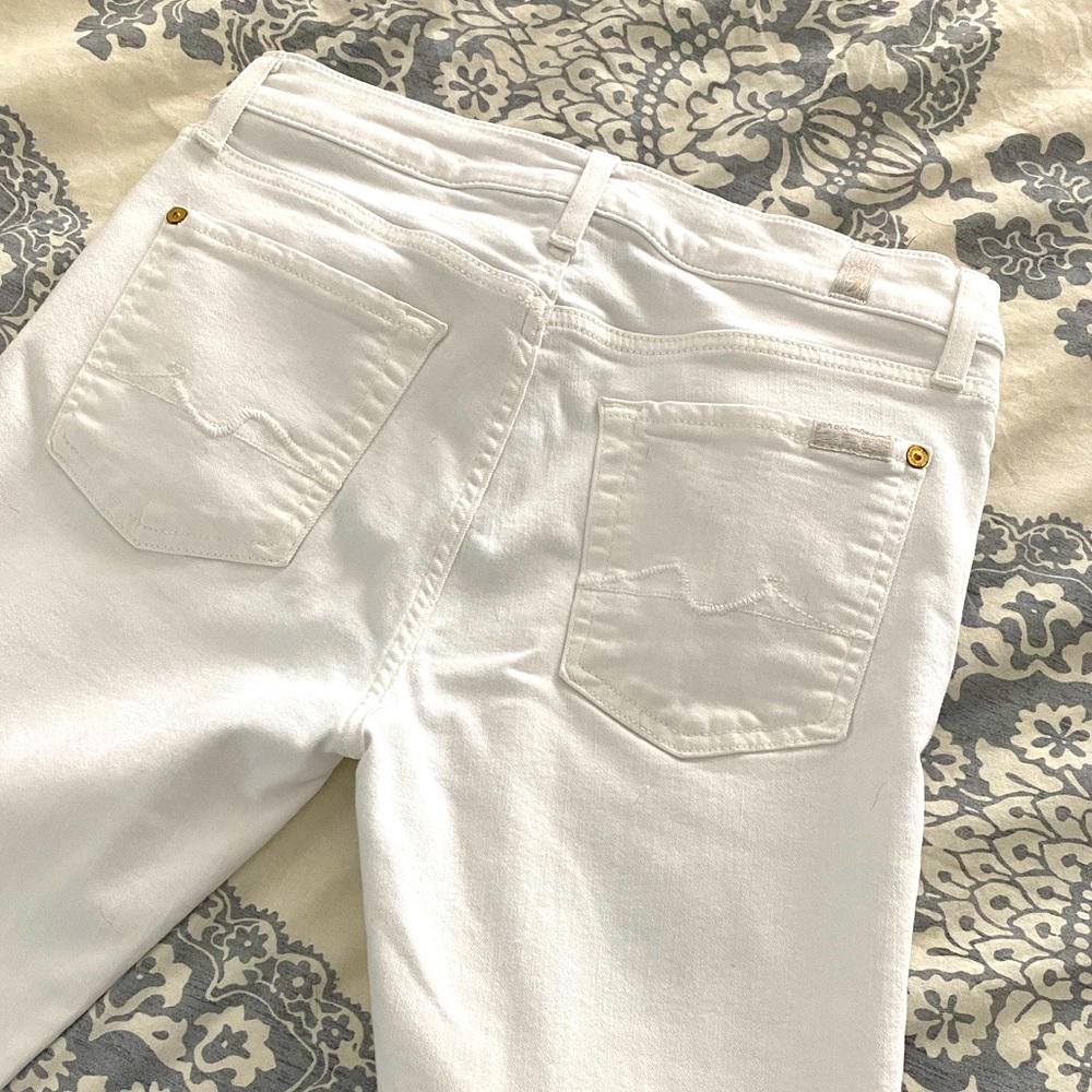 7 FAM white skinny jeans.